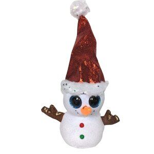 Ty Beanie Boo Flurry Christmas Snowman Glitter Plush Stuffed Animal 2019 11.5"